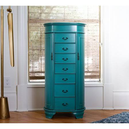 Hives and Honey Daley Oval Standing Jewelry Armoire, Turquoise Blue