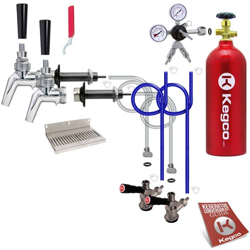 Kegco 2-Tap Kegerator Conversion Kit with Premium Door-Mount Installation