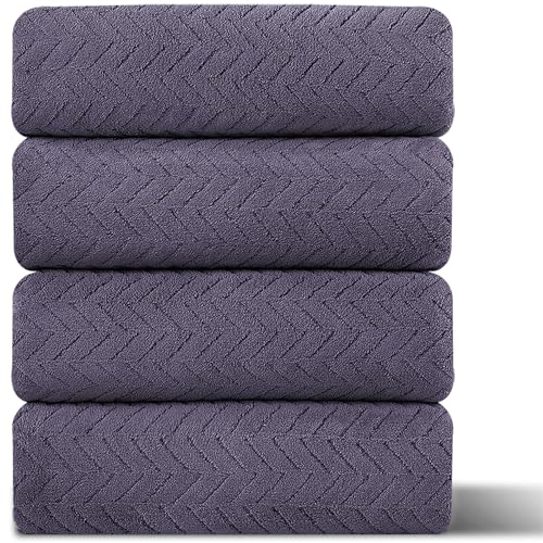 4-Pack Oversized Black Bath Towels, 35×70 600 GSM Bath Sheets with Ultra-Soft, Absorbent Quick-Dry Fabric for Bathroom, Gym, Hotel, Camp or Pool