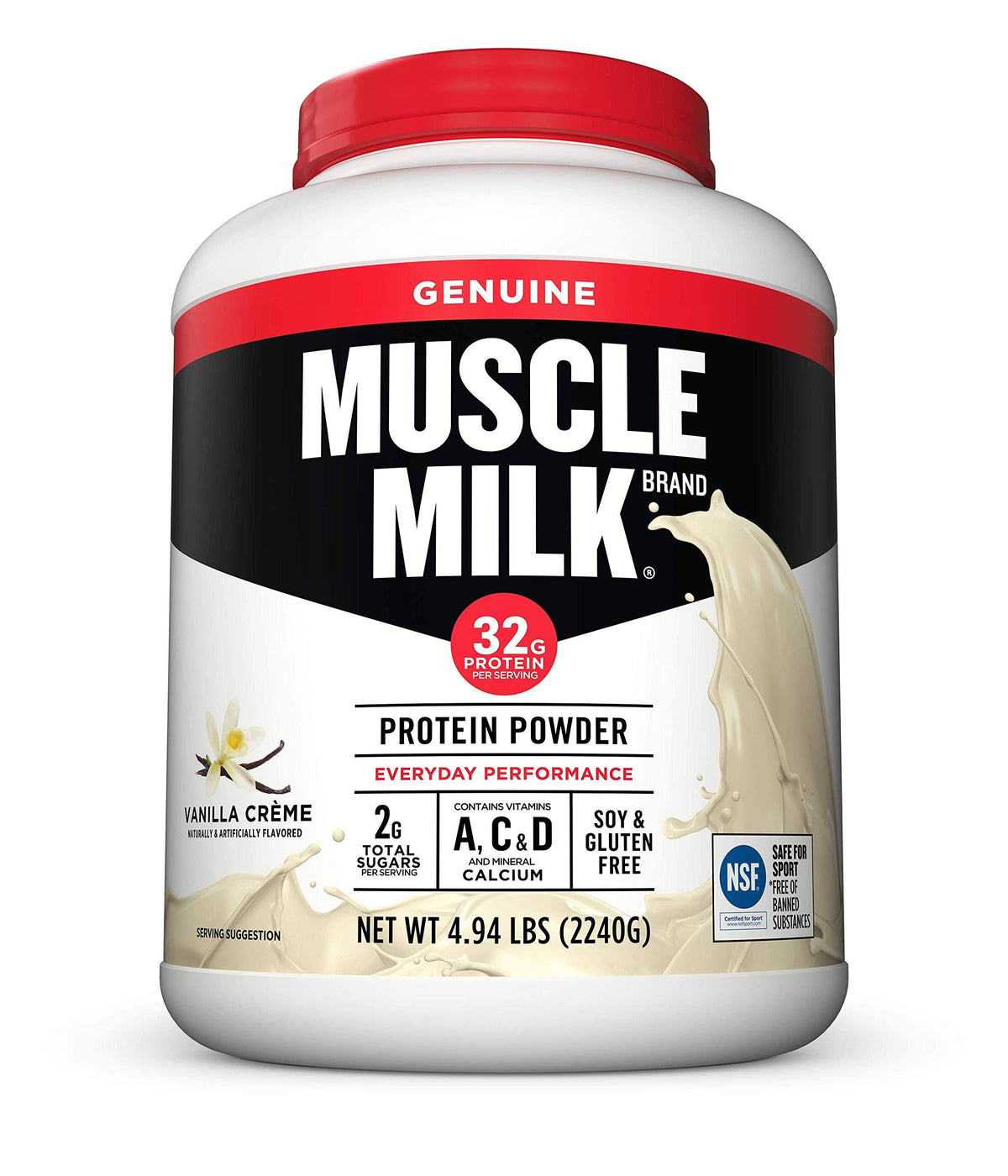 Muscle Milk Genuine Protein Powder in Vanilla Creme, 4.94 lb