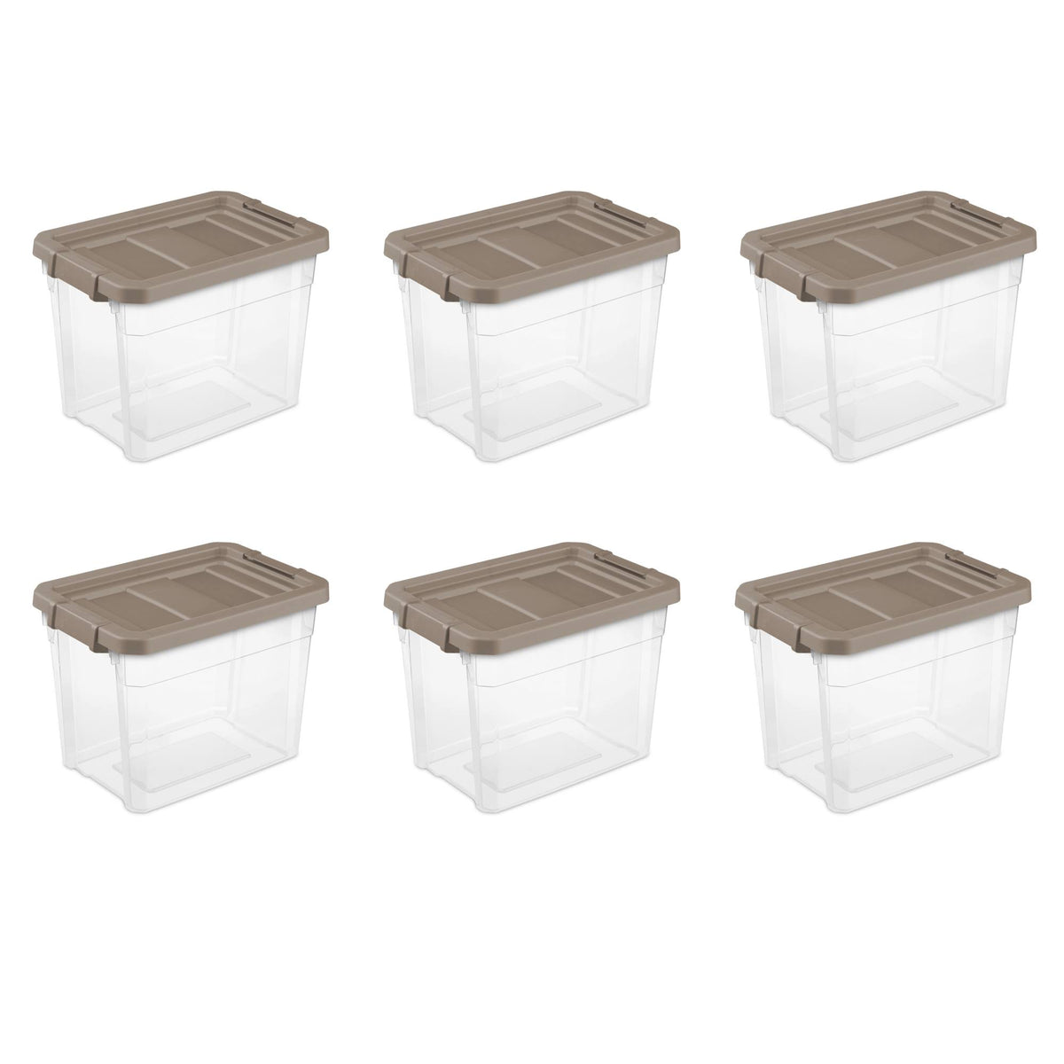 30 Qt./28 L Stacker Storage Box in Taupe Splash, Sterilite Case of 6