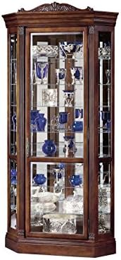 Howard Miller Embassy Curio Cabinet 680-243 with Embassy Cherry Finish, Four Glass Shelves, Five-Level Display, Locking Front Door and Halogen Light