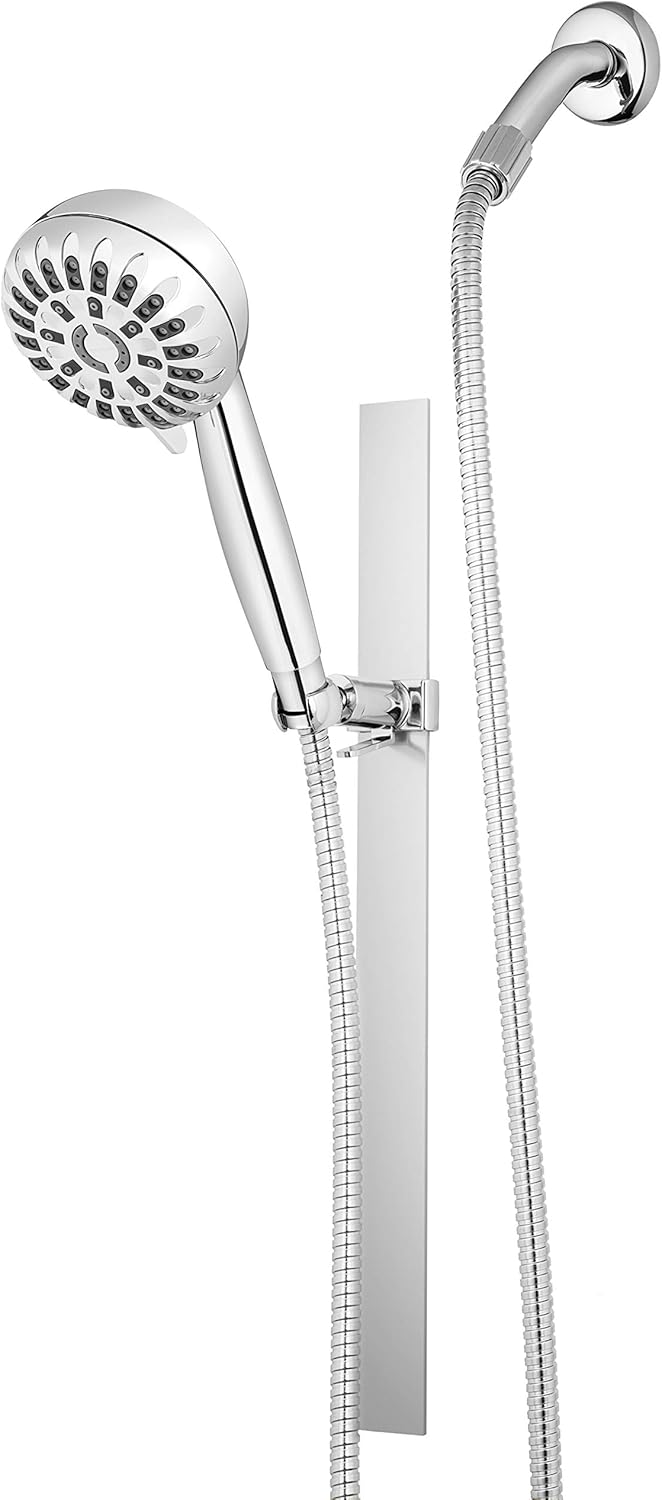 Waterpik SRXPP-763ME Handheld Shower Head with Chrome Slide Rail, Height Select Adjustment and PowerPulse Therapeutic Massage Spray