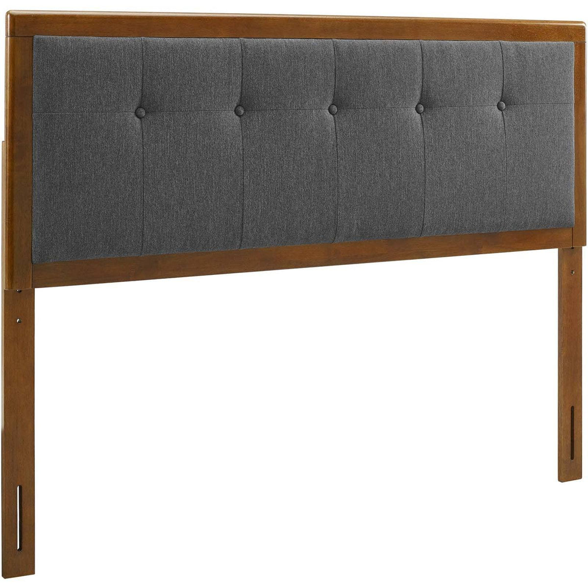 Modway Draper Tufted Queen Headboard with Fabric Upholstery and Wood Frame, Walnut Charcoal