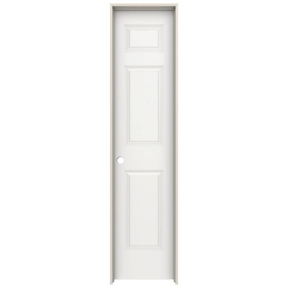 JELD-WEN Colonist Interior Door, 18 in. x 80 in., Right-Hand Prehung Smooth White Painted Solid-Core Molded Composite MDF