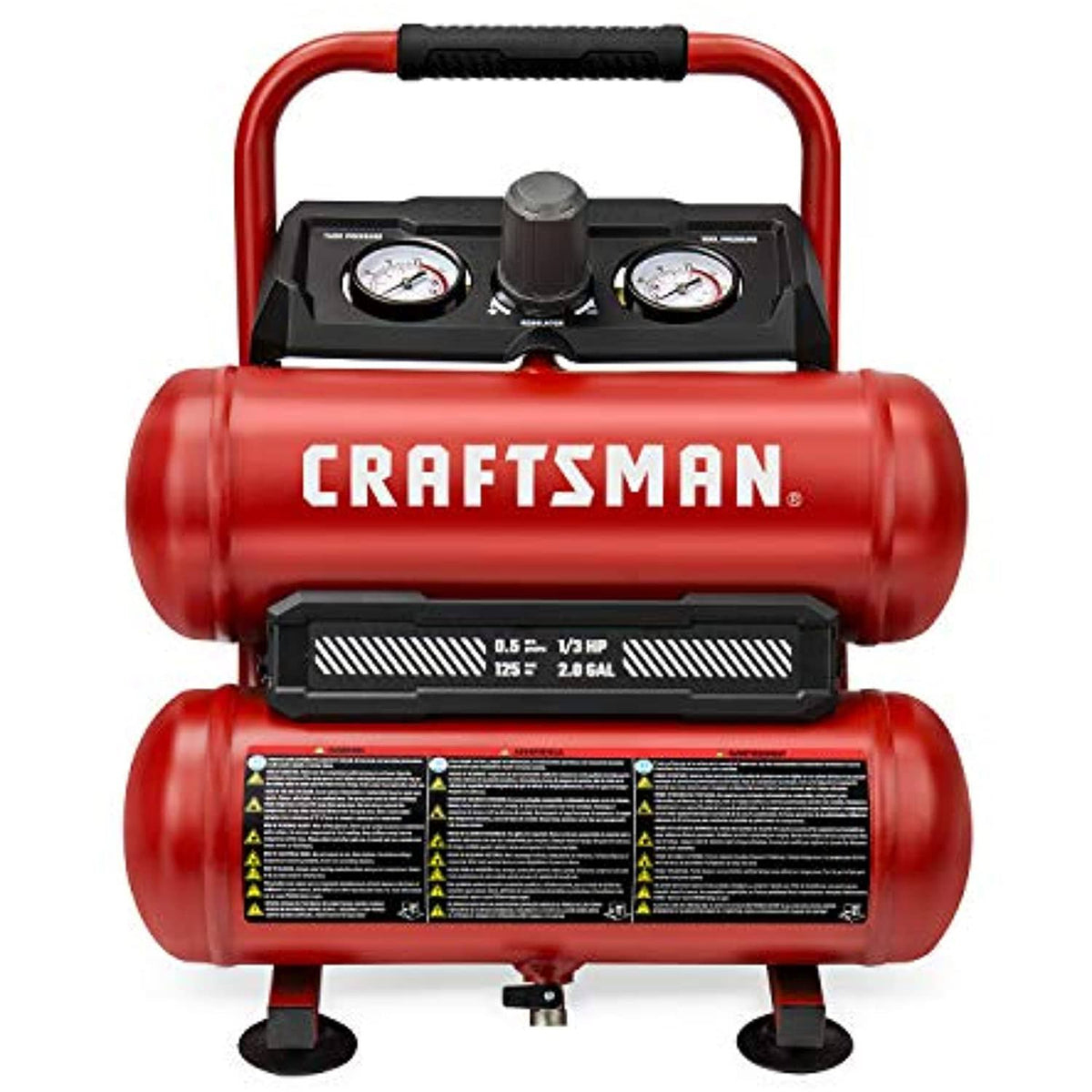 Craftsman 2-Gallon Twin-Stack Portable Air Compressor, 125 PSI, 0.3 HP