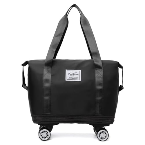 Expandable Rolling Duffle Bag with Foldable Design, Detachable Casters and Telescoping Handle, Wheeled Carry-On Weekender for Women and Men, Purple