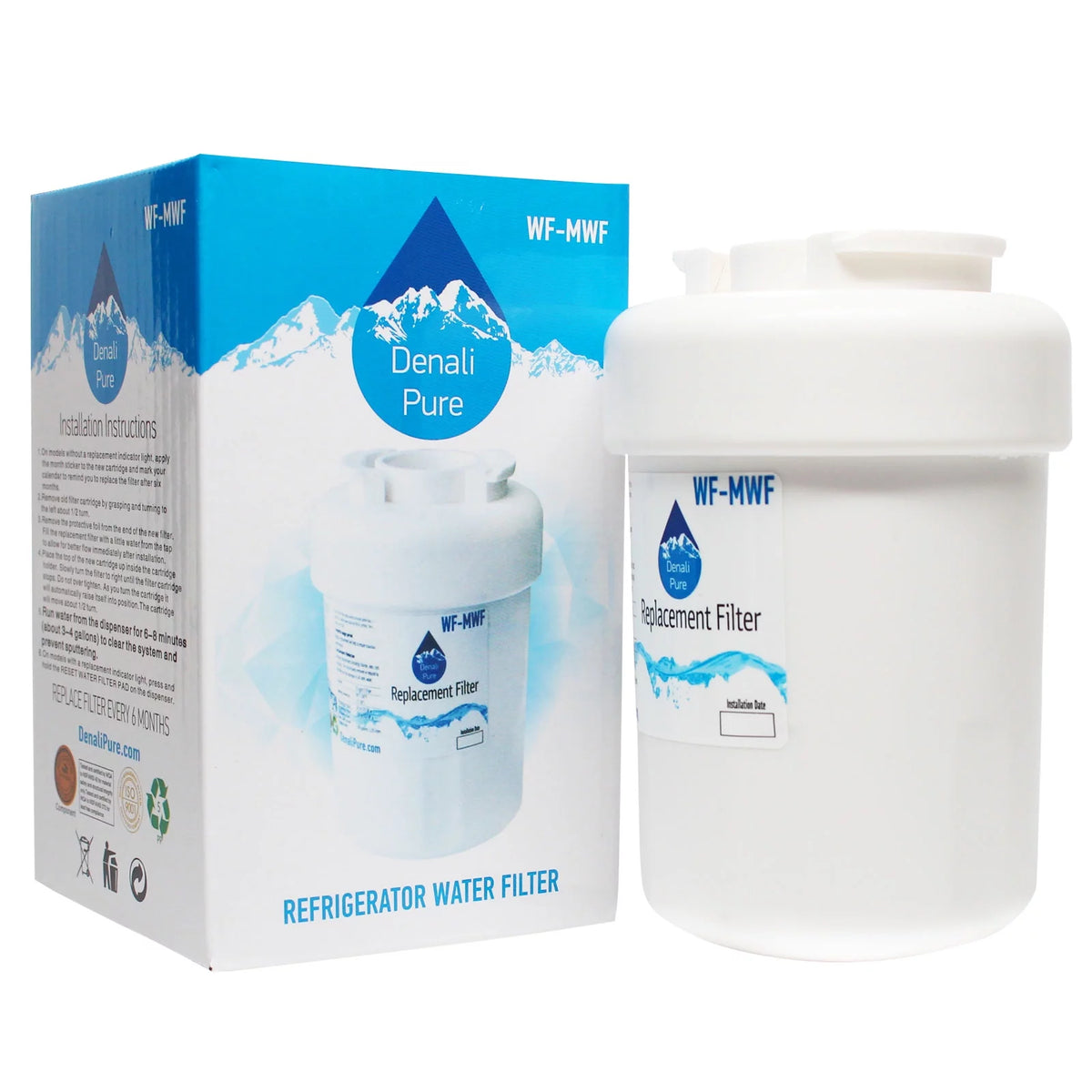 Denali Pure Refrigerator Water Filter Replacement for General Electric GSS22IFPDWW, Compatible with MWF and MWFP Cartridges