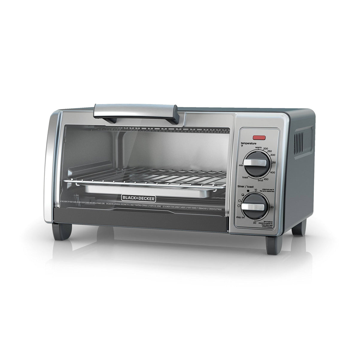 BLACK+DECKER 4-Slice Stainless Steel Toaster Oven, Silver