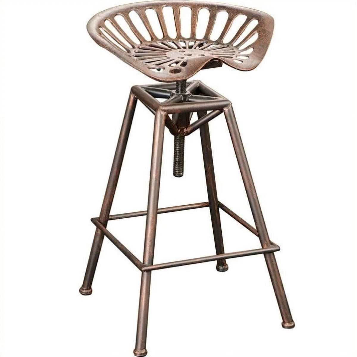 Noble House Lawrence Saddle-Style Bar Stool, 26-Inch, Finished in Copper and Silver