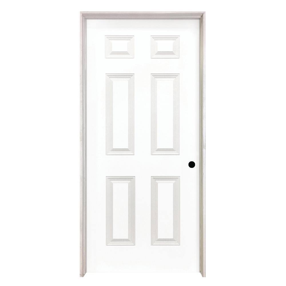 Steves & Sons 6-Panel Textured Interior Door, 28 in. x 80 in., White Primed Composite Hollow Core, Single Prehung