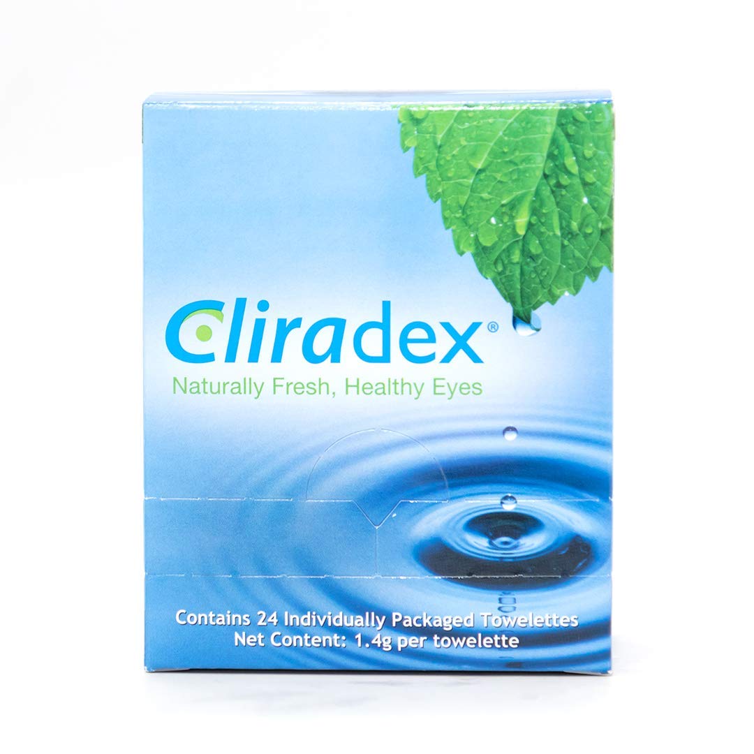 Cliradex Natural Cleansing Towelettes with Tea Tree Oil Extract for Face, Eyelashes and Eyelids, Wipes for Demodex, Blepharitis, MGD and Red, Irritated Eyelids