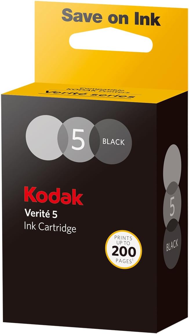 Kodak Verite 5 ASK1CA Standard Black Ink Jet Cartridge, Compatible with V50, V55, V55W Eco, V55 Plus, V60 Eco, V640 Eco, V64 Series, V65 Eco and V65 Plus Printers