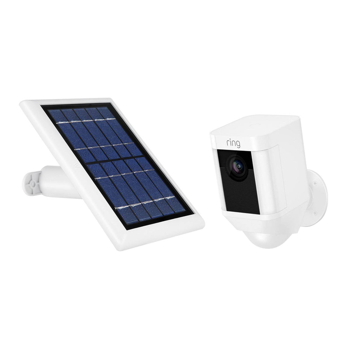 Ring Spotlight Cam Battery Security Camera with Solar Panel Bundle, 1-Pack in White