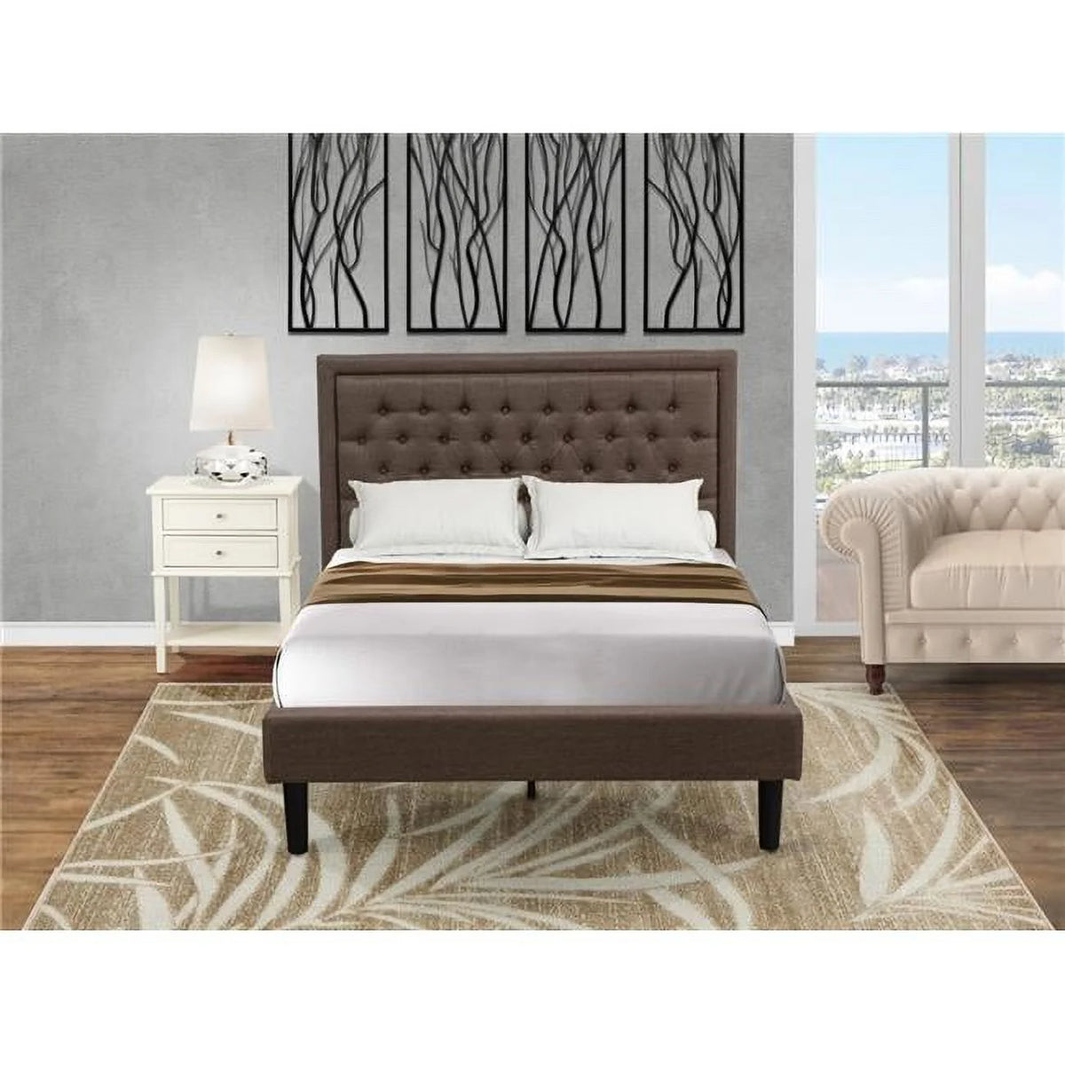East West Furniture Kendall 2-Piece Full-Size Bedroom Set in Black