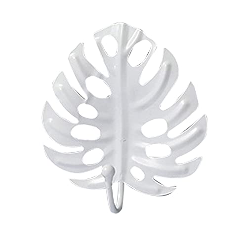 Leaf-Shaped Metal Wall Coat Rack with Key Hooks, No-Punch Mounting and Hat Hanger for Bedroom or Living Room, Color A