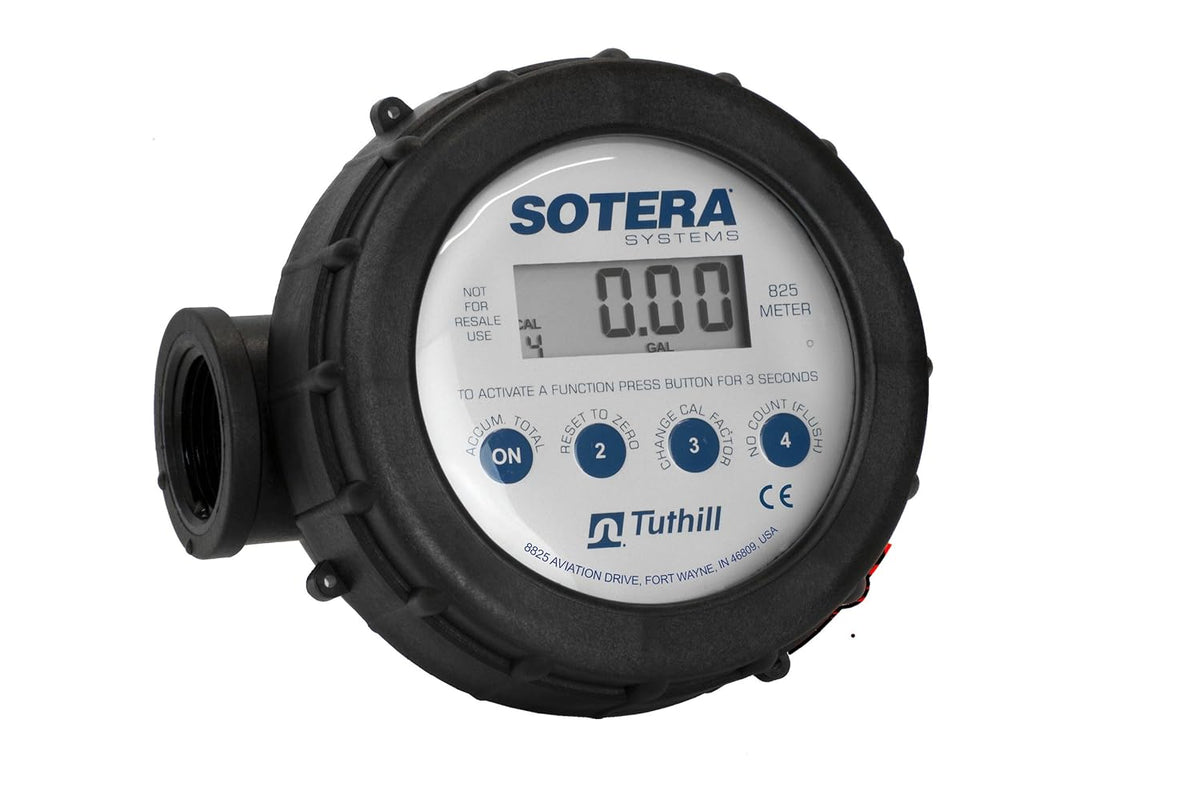 Sotera 825 Digital Inline Nutating Disc Poly Chemical Transfer Meter, 1/2-20 GPM (7-75 LPM), Rated to 125 PSI (8.6 bar)