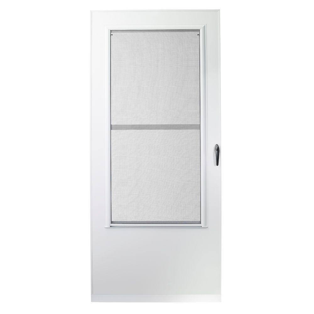 Emco 100 Series Self-Storing Storm Door, White, 36 in. x 80 in.