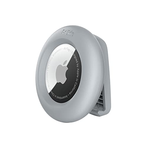 Belkin AirTag Secure Holder with Key Ring, Featuring a Scratch-Resistant Open-Face Case and Raised Edges for Protective Keychain Carry