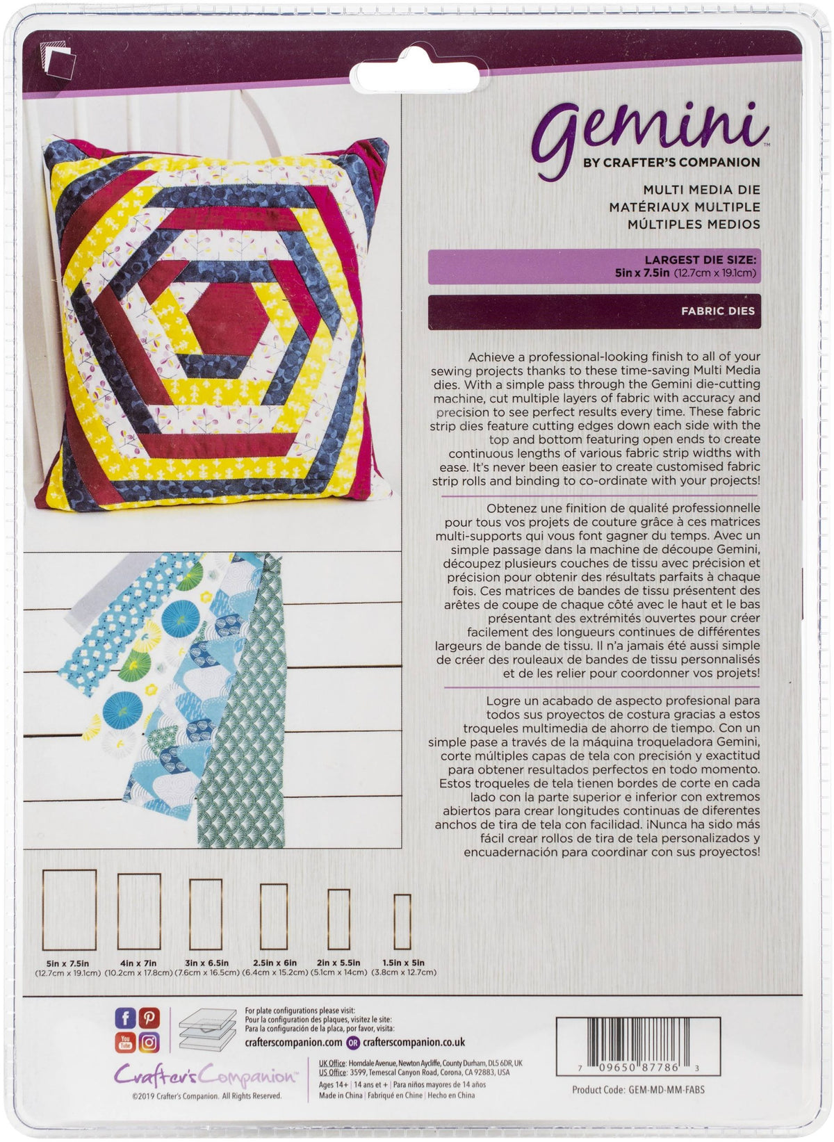 Crafters Companion GEMMDMM7 Gemini Patchwork Fabric Dies for Strip Cutting
