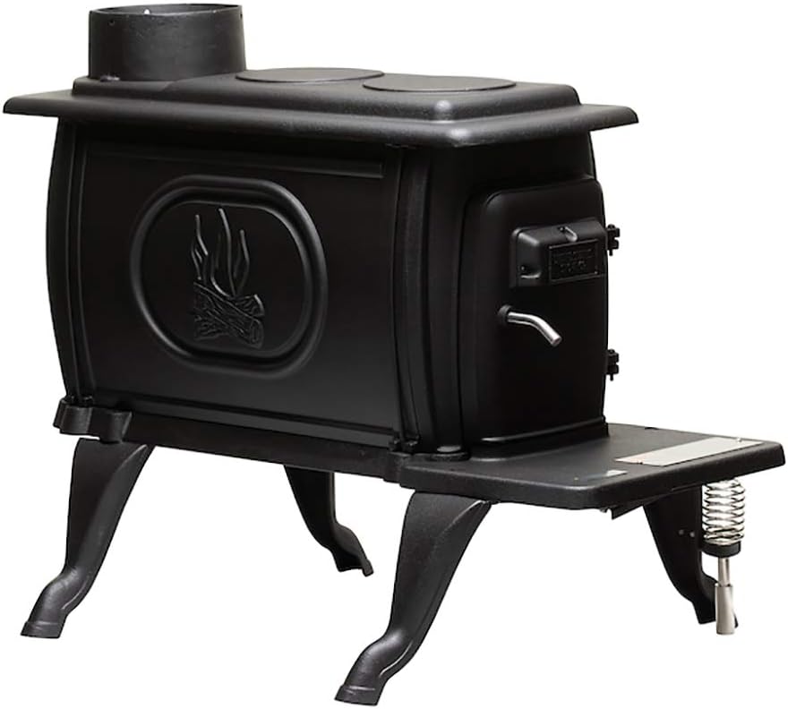 US Stove US1269E Cast Iron Log Wood Stove for 900 Sq. Ft. Spaces, Black