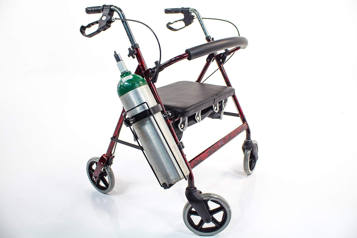 JO2W Walker Oxygen Tank Holder for Rollators and Walking Aids, Fits One D or E Cylinder