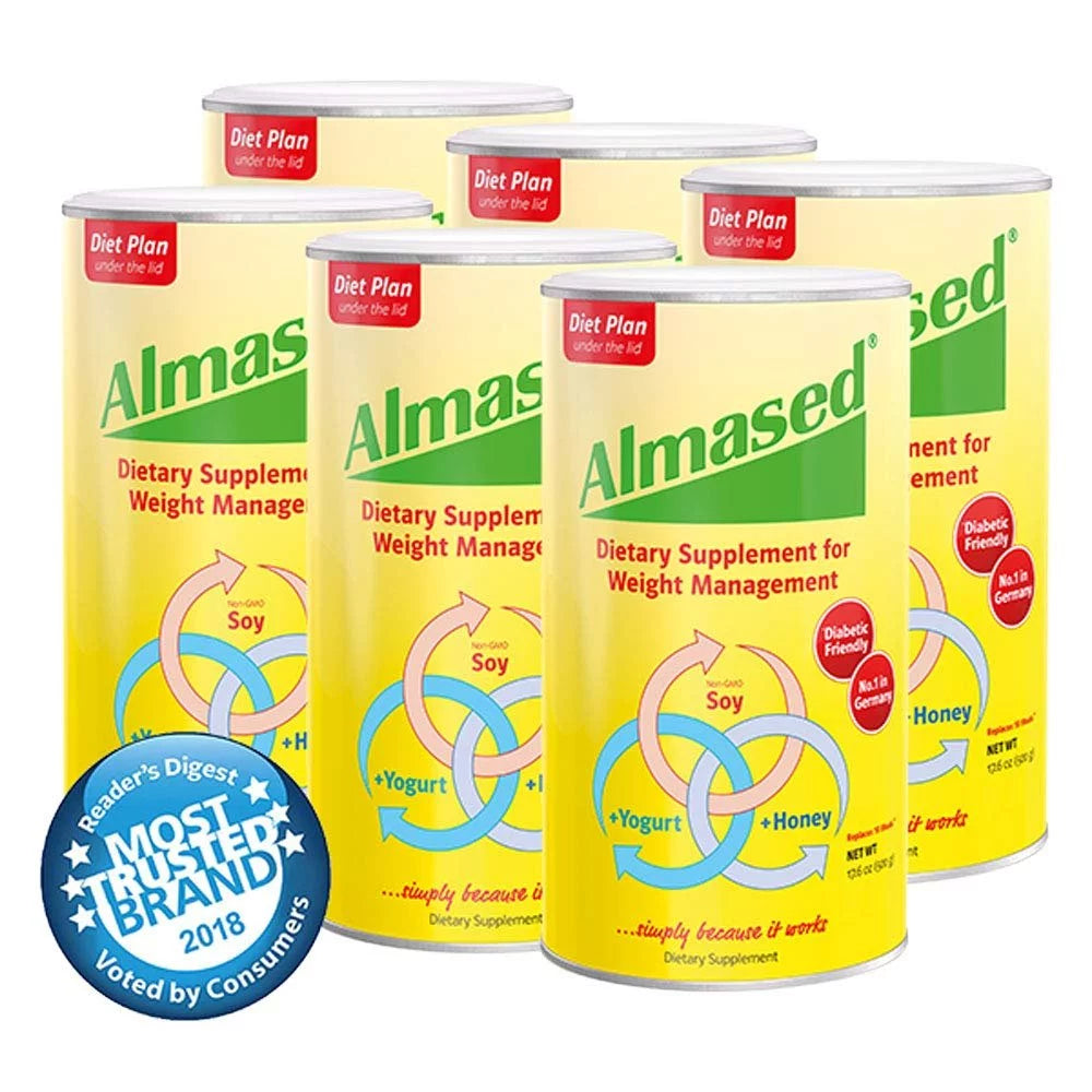 6-Pack Almased Plant-Based Protein Meal Replacement Shake, Gluten-Free Non-GMO Powder, 17.6 oz