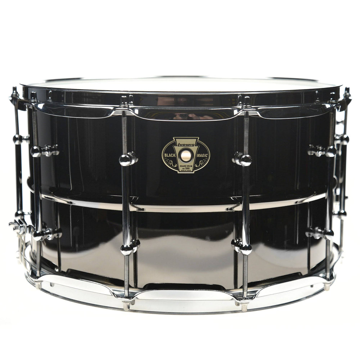 Ludwig Black Magic Brass Snare Drum, 8x14x22, with Chrome Hardware