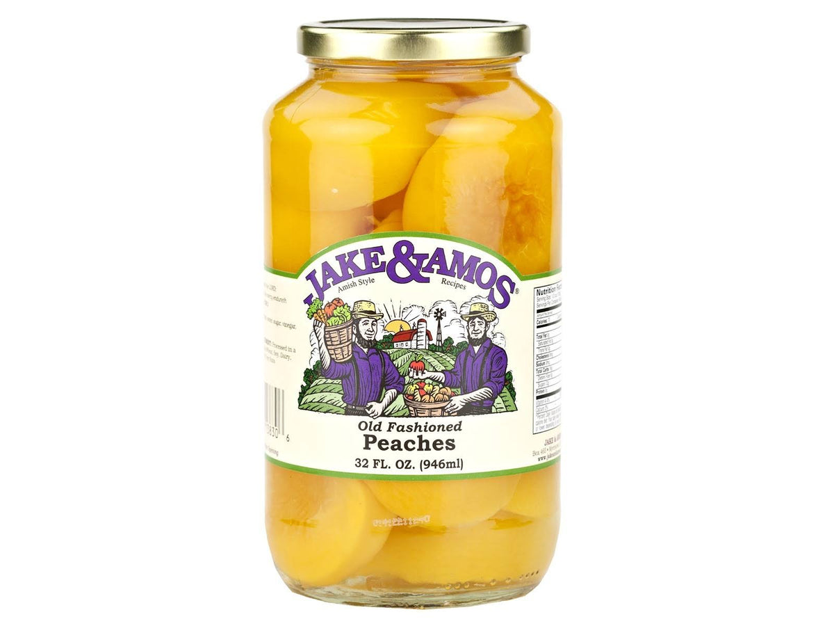 Jake Amos JA Peach Halves, 12 Cans, 33 oz Each, 445950, Priced per Case