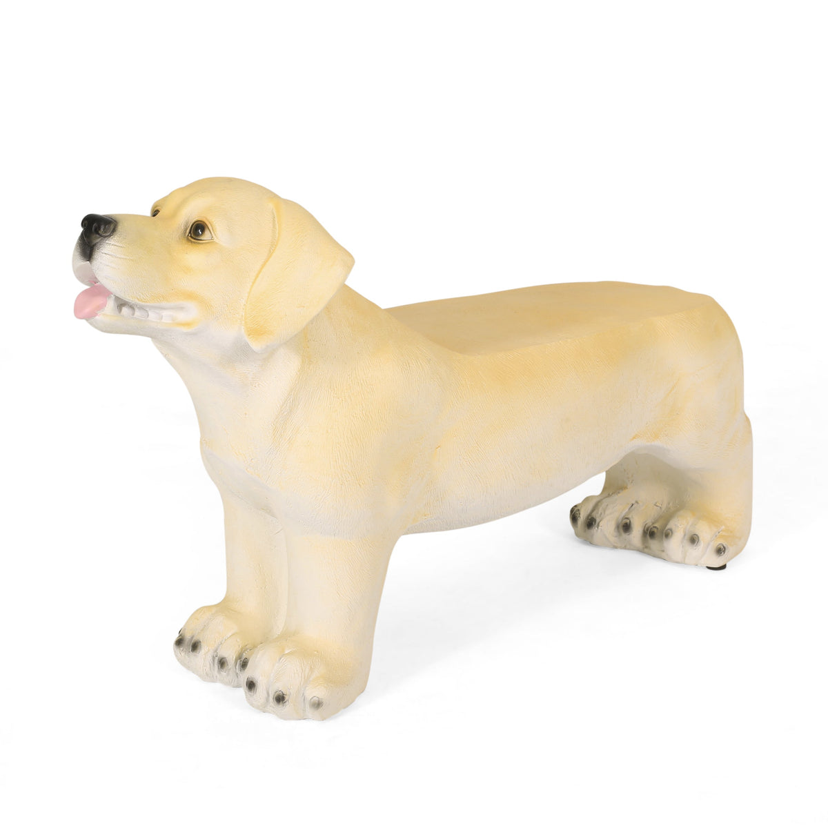 Hargis Outdoor Garden Bench Featuring a Labrador Dog Design, Light Brown