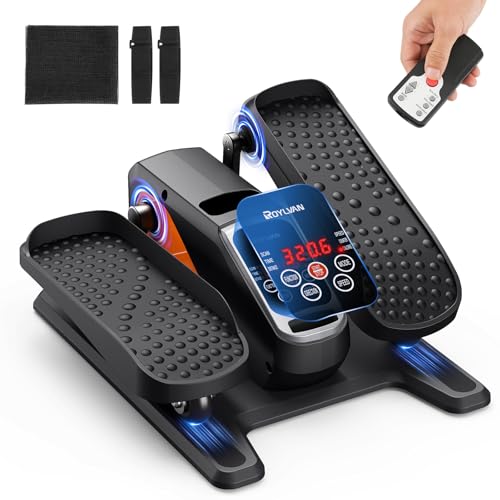 Under-Desk Electric Elliptical Leg Exerciser for Home and Office, Quiet Seated Pedal Machine with 12 Adjustable Speeds, Remote and Footstraps