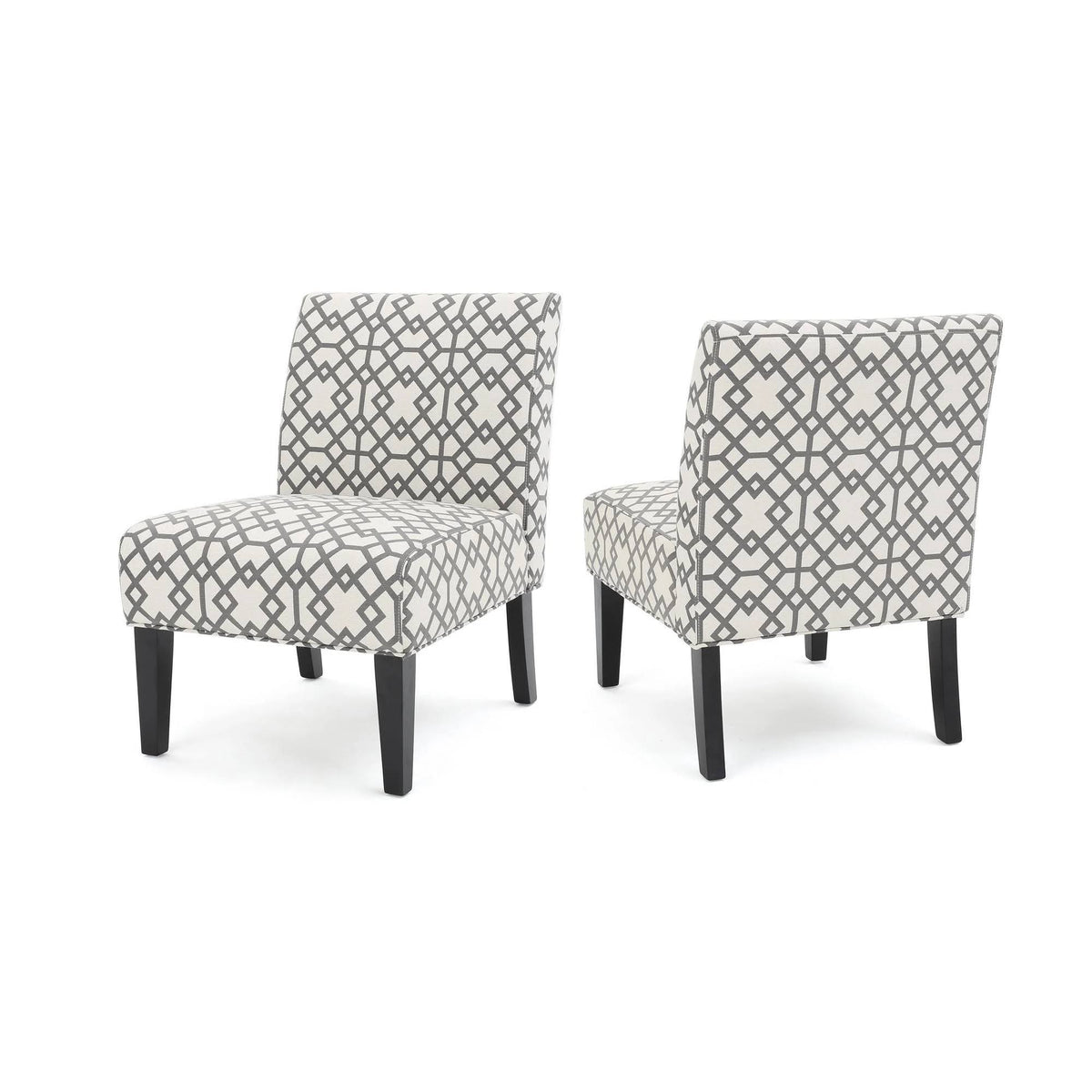 Christopher Knight Home Kassi Accent Chairs, Set of 2, with Geometric Gray Pattern