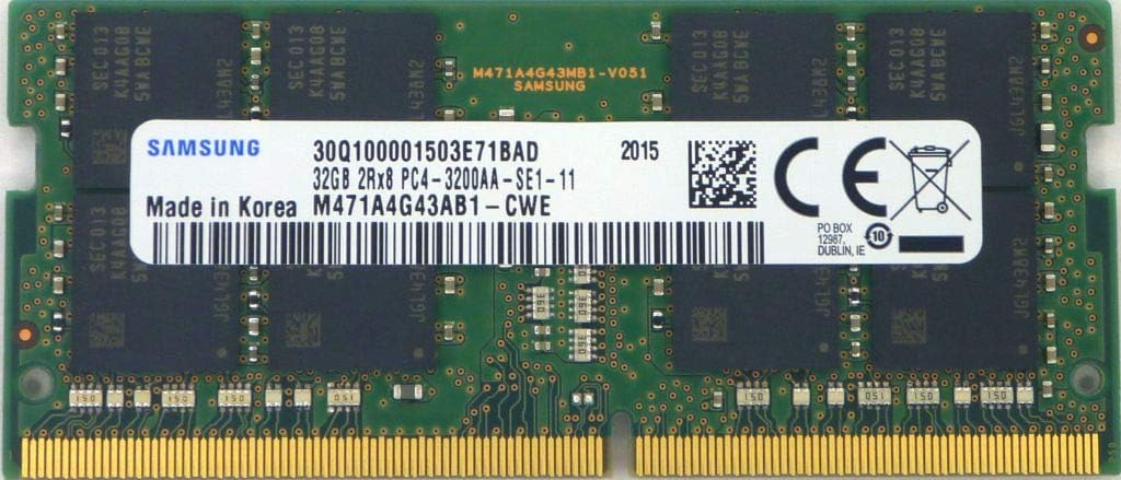 M471A4G43AB1-CWE 32GB Laptop RAM Module, DDR4 3200MHz PC4-25600, 1.2V 2Rx8, 260-Pin SODIMM
