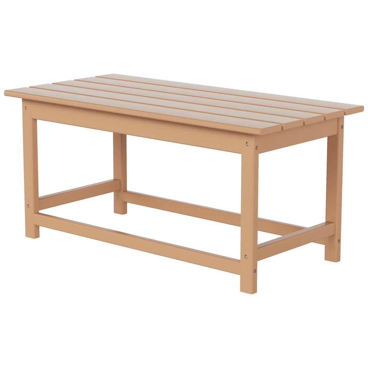 LOKATSE HOME Laguna Rectangle Outdoor Coffee Table, All-Weather Poly Construction with Teak Finish