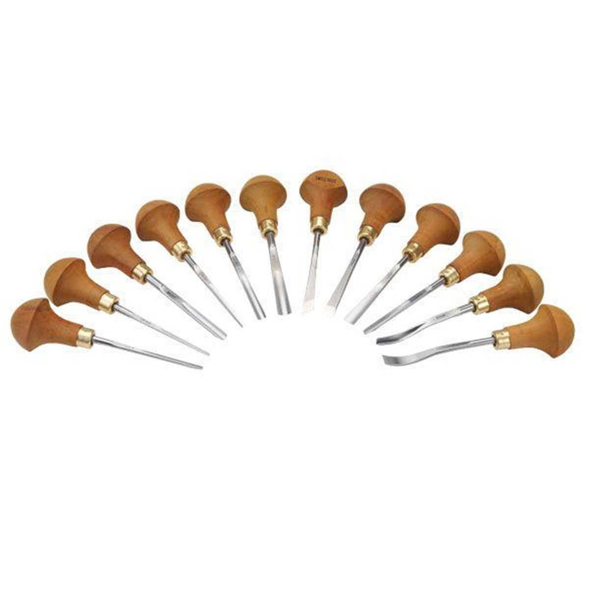 Pfeil Swiss Made 12-Piece Palm-Handled Carving Tool Set for Woodcraft