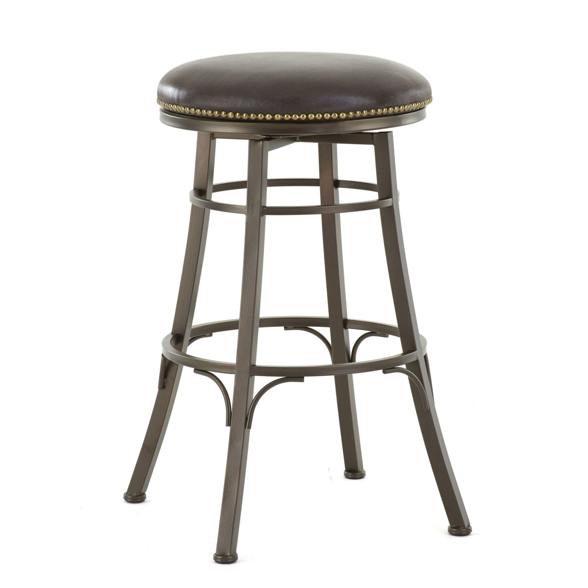 Copper Grove Tejeda 24-Inch Backless Metal Swivel Bar Stool, Brown