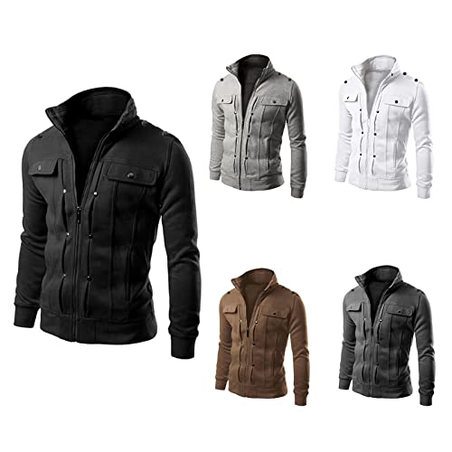 Mens Winter Bomber Coat with Full-Zip Front, Lightweight Windproof Shell & Warm Padded Insulation