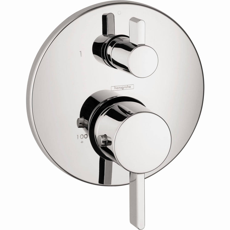 S Thermostatic Trim with Volume Control and Diverter, Chrome, Hansgrohe 04231000