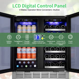 Tittla 30-Inch Dual-Zone Wine and Beverage Refrigerator for 33 Bottles and 80 Cans, Under-Counter or Freestanding Wine Cooler