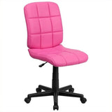 Pink Contemporary Office Swivel Chair by Pemberly Row, Featuring a Quilted Mid-Back Design