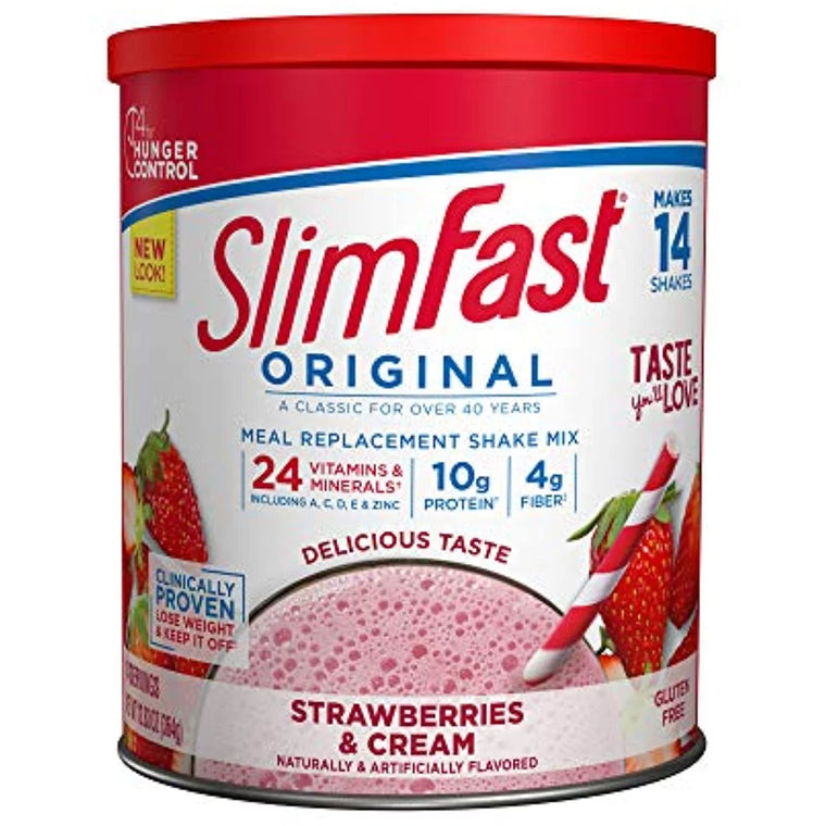 SlimFast Original Strawberries & Cream Meal Replacement Shake Mix, 10G Protein, 14 Servings