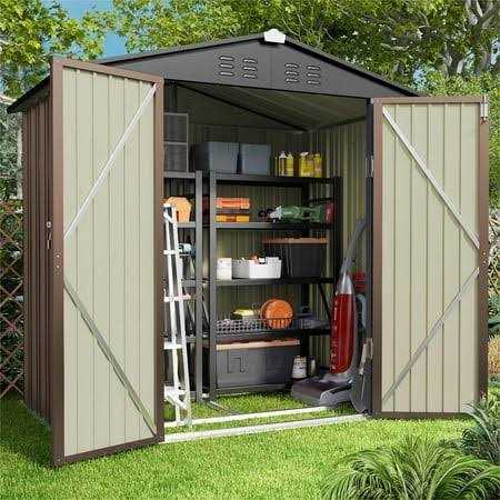 Lofka 6 x 4 FT Metal Outdoor Storage Shed with Double Lockable Doors
