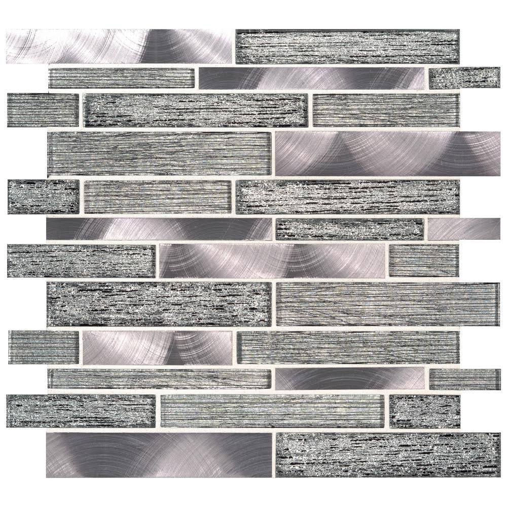 MSI Volcanic Luxe Glass and Metal Mosaic Tile, Interlocking Mesh-Mounted Design, 11.73 x 11.61 Inches, 8mm, 9.5 Sq. Ft. per Case