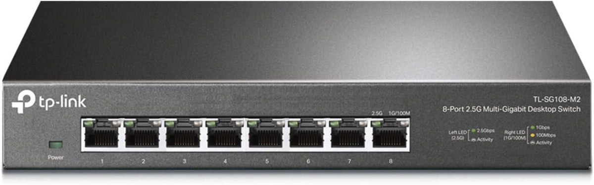 TP-Link TL-SG108-M2 8-Port 2.5G Multi-Gigabit Unmanaged Network Switch with Plug-and-Play Setup, Fanless Metal Housing, Desktop/Wall Mounting, and Limited Lifetime Protection