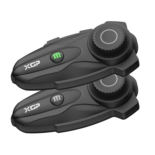 2-Pack V5.2 Motorcycle Bluetooth Headsets with Music Sharing, 2-Way Helmet Communication, IP67 Waterproofing and Hi-FI Speakers for ATV, Snowmobile and Skiing