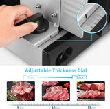 7.5-Inch Electric Meat & Deli Slicer for Home Use, with 2 Removable Stainless Steel Blades and Adjustable Thickness Control, Cuts Frozen Meat, Cheese, Bread & Vegetables, Black
