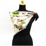 Pre-Owned Salvatore Ferragamo Womens Silk Scarf Muffler, Black and Ivory Tori Design, Good Condition
