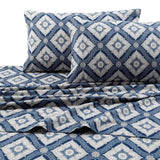 King Damask-Printed Flannel Sheet Set with 200-GSM Fabric and Deep Pockets