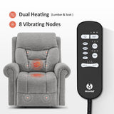 MCombo 7888 Triple-Motor Power Lift Recliner for Seniors, Fabric Chair with Massage, Lumbar and Seat Heating, Adjustable Headrest and Rolled Arms, Coffee, Medium