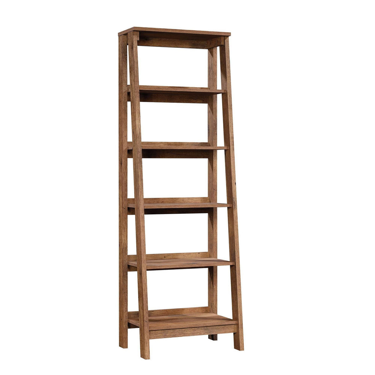 Sauder Trestle Bookcase with 5 Shelves, Vintage Oak Finish